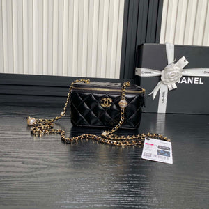 Chanel AP4285 Clutch Pearl with Chain Vanity Box bag Black - Default Title - View 1