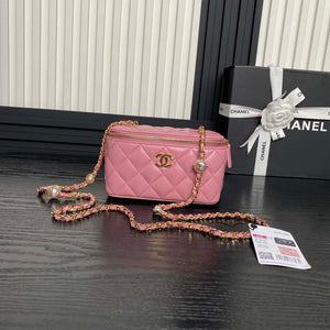 Chanel AP4285 Clutch Pearl with Chain Vanity Box bag Pink - Default Title - View 1