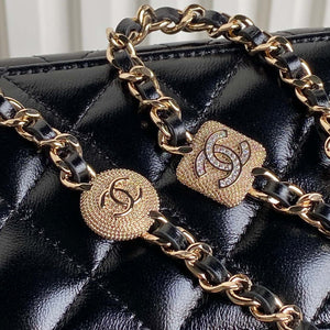 Chanel AP4301 Clutch Embossed Rhinestone with Chain Vanity Box bag Black - Default Title - View 4