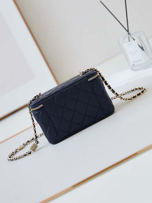 Chanel AP4301 Clutch Embossed Rhinestone with Chain Vanity Box bag Dark Blue - Default Title - View 5