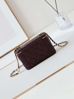 Chanel AP4301 Clutch Embossed Rhinestone with Chain Vanity Box bag Dark Red - Default Title - View 5