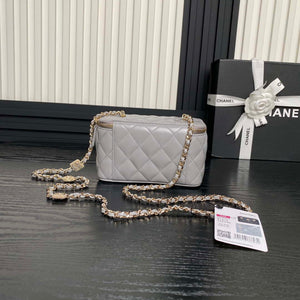 Chanel AP4301 Clutch Embossed Rhinestone with Chain Vanity Box bag Gray - Default Title - View 2