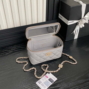 Chanel AP4301 Clutch Embossed Rhinestone with Chain Vanity Box bag Gray - Default Title - View 7