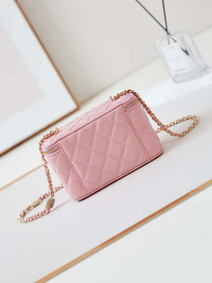 Chanel AP4301 Clutch Embossed Rhinestone with Chain Vanity Box bag Light Pink - Default Title - View 5