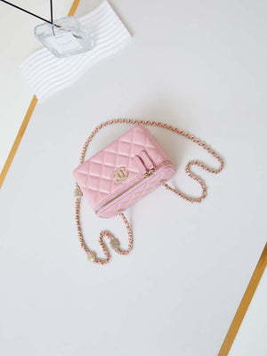 Chanel AP4301 Clutch Embossed Rhinestone with Chain Vanity Box bag Light Pink - Default Title - View 7