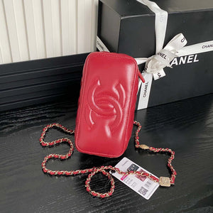 Chanel AP4301 Clutch Embossed Rhinestone with Chain Vanity Box bag Red - Default Title - View 6