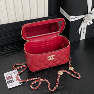 Chanel AP4301 Clutch Embossed Rhinestone with Chain Vanity Box bag Red - Default Title - View 8