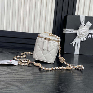 Chanel AP4301 Clutch Embossed Rhinestone with Chain Vanity Box bag White - Default Title - View 5