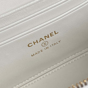Chanel AP4301 Clutch Embossed Rhinestone with Chain Vanity Box bag White - Default Title - View 9