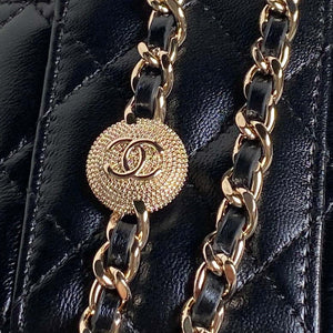 Chanel AP4302 Mini Clutch Embossed Rhinestone with Chain Vanity Box bag Black - Default Title - View 5