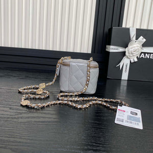 Chanel AP4302 Mini Clutch Embossed Rhinestone with Chain Vanity Box bag Gray - Default Title - View 2