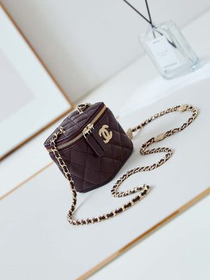 Chanel AP4302 Mini Clutch Embossed Rhinestone with Chain Vanity Box bag Wine Red - Default Title - View 3