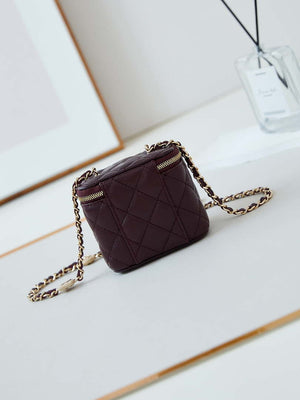 Chanel AP4302 Mini Clutch Embossed Rhinestone with Chain Vanity Box bag Wine Red - Default Title - View 6