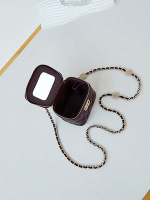 Chanel AP4302 Mini Clutch Embossed Rhinestone with Chain Vanity Box bag Wine Red - Default Title - View 8