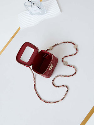 Chanel AP4302 Mini Clutch Embossed Rhinestone with Chain Vanity Box bag Red - Default Title - View 6