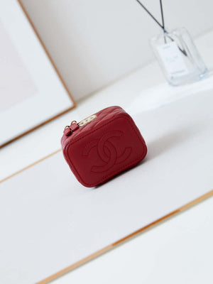 Chanel AP4302 Mini Clutch Embossed Rhinestone with Chain Vanity Box bag Red - Default Title - View 8