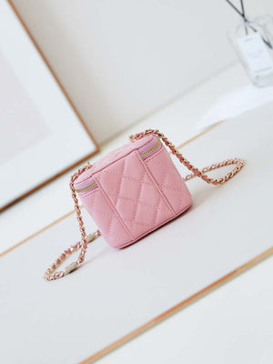 Chanel AP4302 Mini Clutch Embossed Rhinestone with Chain Vanity Box bag Pink - Default Title - View 5