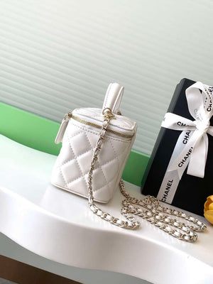 Chanel AP4404 25C Vanity with Chain Lambskin & Gold-Tone Metal White - Default Title - View 2