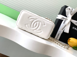 Chanel AP4404 25C Vanity with Chain Lambskin & Gold-Tone Metal White - Default Title - View 4