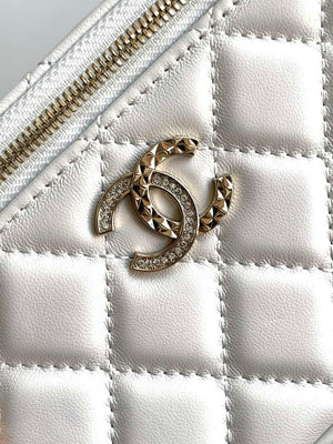 Chanel AP4404 25C Vanity with Chain Lambskin & Gold-Tone Metal White - Default Title - View 5