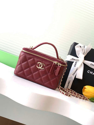 Chanel AP4404 25C Vanity with Chain Lambskin & Gold-Tone Metal Wine Red - Default Title - View 1