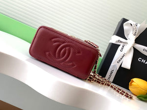 Chanel AP4404 25C Vanity with Chain Lambskin & Gold-Tone Metal Wine Red - Default Title - View 4
