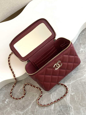Chanel AP4404 25C Vanity with Chain Lambskin & Gold-Tone Metal Wine Red - Default Title - View 7