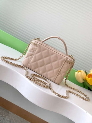 Chanel AP4404 Long Vanity with Chain Grained Calfskin & Gold-Tone Metal Apricot - Default Title - View 3