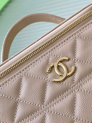 Chanel AP4404 Long Vanity with Chain Grained Calfskin & Gold-Tone Metal Apricot - Default Title - View 5