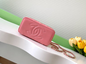 Chanel AP4404 Long Vanity with Chain Grained Calfskin & Gold-Tone Metal Rose Pink - Default Title - View 4