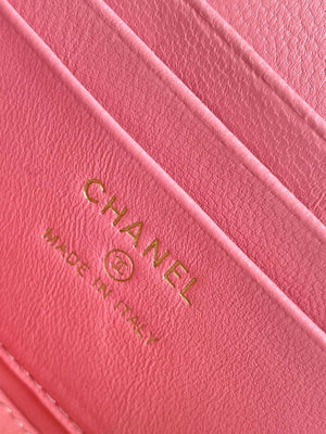 Chanel AP4404 Long Vanity with Chain Grained Calfskin & Gold-Tone Metal Rose Pink - Default Title - View 9