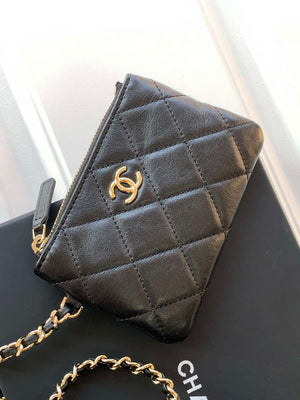 Chanel AP4572 25S Clutch With Chain Mesh Shiny Lambskin & Gold-Tone Metal Black - Default Title - View 7