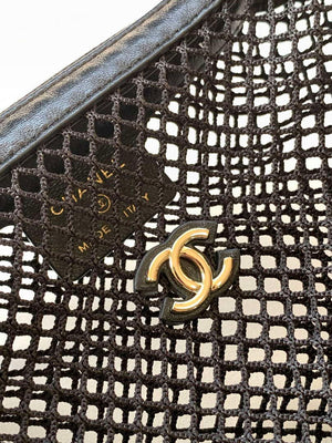 Chanel AP4575 25S Pouch Mesh Shiny Lambskin & Gold-Tone Metal Black - Default Title - View 6
