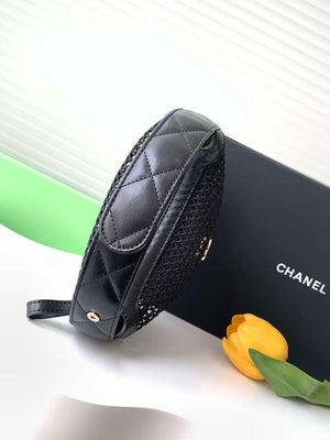 Chanel AP4575 25S Pouch Mesh Shiny Lambskin & Gold-Tone Metal Black - Default Title - View 8