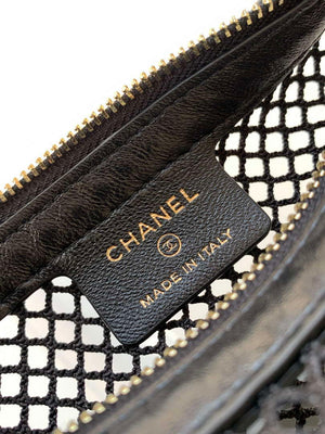 Chanel AP4575 25S Pouch Mesh Shiny Lambskin & Gold-Tone Metal Black - Default Title - View 9