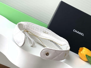 Chanel AP4575 25S Pouch Mesh Shiny Lambskin & Gold-Tone Metal White - Default Title - View 5