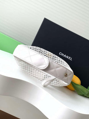 Chanel AP4575 25S Pouch Mesh Shiny Lambskin & Gold-Tone Metal White - Default Title - View 6