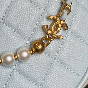 Chanel AP4584 25S Pouch Grained Blue Calfskin Imitation Pearl Gold - Default Title - View 4
