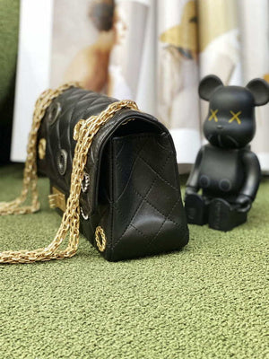 Chanel AS0874 Mini 2.55 Handbag Calfskin Strass Glass Pearls Black Gold - Default Title - View 7