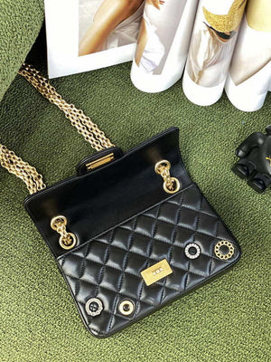 Chanel AS0874 Mini 2.55 Handbag Calfskin Strass Glass Pearls Black Gold - Default Title - View 8