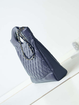 Chanel AS1010 31 Larage Shopping Bag Shiny Lambskin Navy Blue - Default Title - View 4