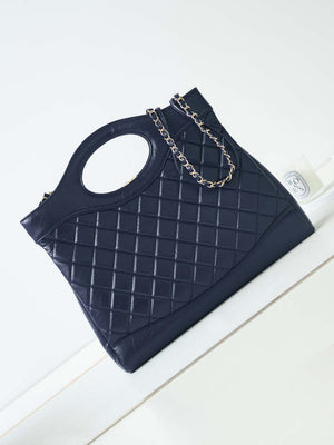 Chanel AS1010 31 Larage Shopping Bag Shiny Lambskin Navy Blue - Default Title - View 5