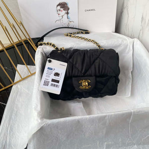 Chanel AS1115 Small Flap bag Satin fabric Black - Default Title - View 1