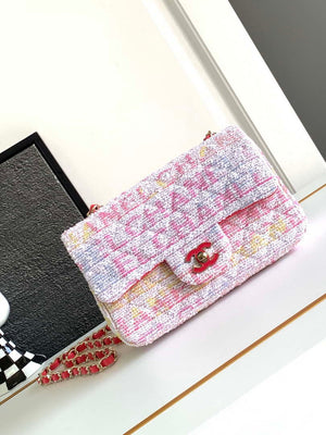 Chanel AS1116 24C Mini Flap Bag 20cm A69900 Tweed White & Red - Default Title - View 1