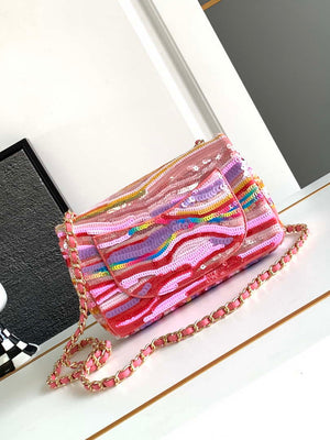 Chanel AS1116 24SS CF Mini Flap Bag A69900 Symphony gradient beads Pink Lambskin - Default Title - View 3