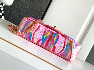 Chanel AS1116 24SS CF Mini Flap Bag A69900 Symphony gradient beads Pink Lambskin - Default Title - View 4