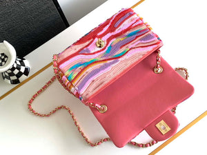 Chanel AS1116 24SS CF Mini Flap Bag A69900 Symphony gradient beads Pink Lambskin - Default Title - View 6
