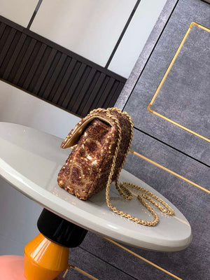 Chanel AS1116 25C Mini Flap Bag 20cm A69900 White dense sequins Gold - Default Title - View 2