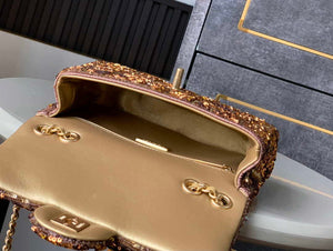 Chanel AS1116 25C Mini Flap Bag 20cm A69900 White dense sequins Gold - Default Title - View 9