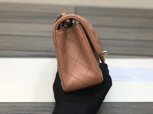 Chanel A69900 Mini Flap Handbag Classic bag Lambskin Brown 1116 Shiny Gold - Default Title - View 3